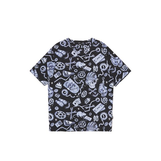 Cropp - Czarna koszulka w stylu death art - granatowy ze sklepu Cropp w kategorii T-shirty męskie - zdjęcie 171584360