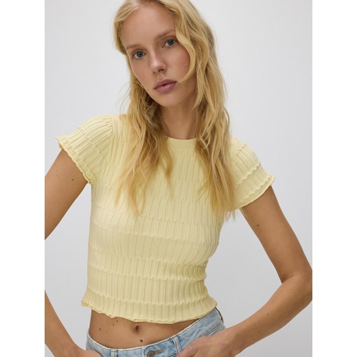 Reserved - Dzianinowa bluzka - jasnożółty ze sklepu Reserved w kategorii Bluzki damskie - zdjęcie 171585253
