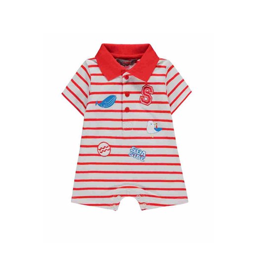 Rampers niemowlęcy biały czerwone paski ze sklepu 5.10.15 w kategorii Rampersy - zdjęcie 171587544