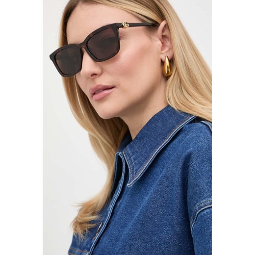 Gucci okulary przeciwsłoneczne damskie kolor brązowy ze sklepu ANSWEAR.com w kategorii Okulary przeciwsłoneczne damskie - zdjęcie 171588242