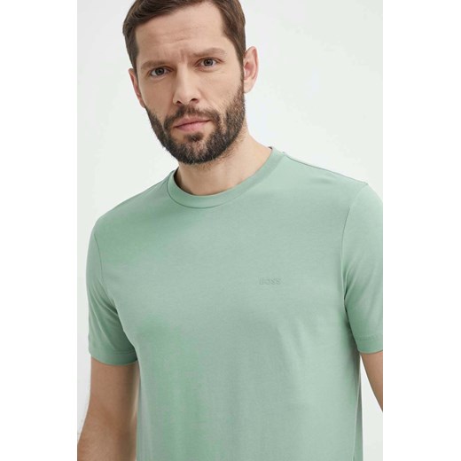 BOSS t-shirt bawełniany kolor zielony 50468347 ze sklepu ANSWEAR.com w kategorii T-shirty męskie - zdjęcie 171588501