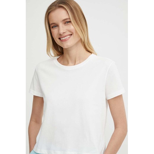 Sisley t-shirt bawełniany damski kolor beżowy ze sklepu ANSWEAR.com w kategorii Bluzki damskie - zdjęcie 171588782