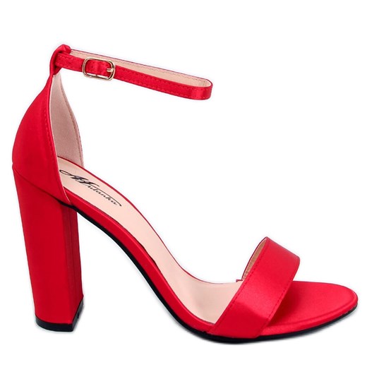 Sandałki na słupku Ranae Red czerwone ze sklepu ButyModne.pl w kategorii Sandały damskie - zdjęcie 171590821