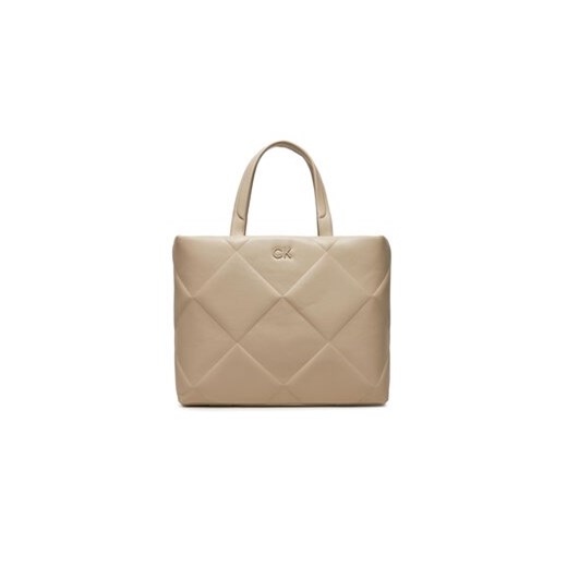 Calvin Klein Torebka Quilt K60K611893 Beżowy ze sklepu MODIVO w kategorii Torby Shopper bag - zdjęcie 171593854