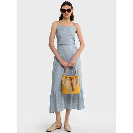 Spódnica damska midi z wiskozy z motywem kwiatowym błękitna Inger 400 ze sklepu Big Star w kategorii Spódnice - zdjęcie 171595654
