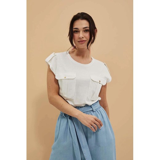 Bawełniana koszulka damska z kieszonkami ze sklepu 5.10.15 w kategorii Bluzki damskie - zdjęcie 171598182