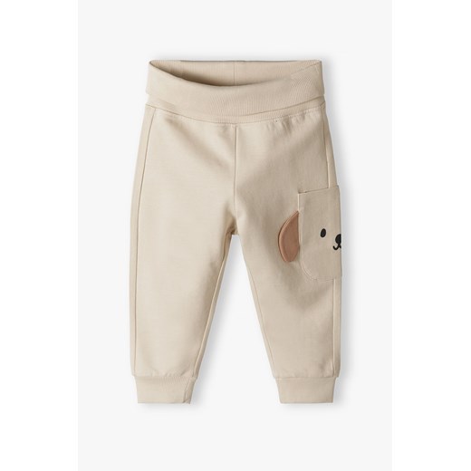 Spodnie dresowe z miękkiej dzianiny - ecru z kieszonką - 5.10.15. ze sklepu 5.10.15 w kategorii Spodnie i półśpiochy - zdjęcie 171598251