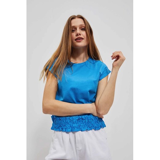 Gładka niebieska koszulka damska ze sklepu 5.10.15 w kategorii Bluzki damskie - zdjęcie 171598272