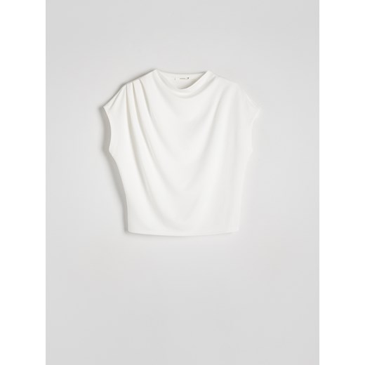 Reserved - Bluzka z drapowaniem - złamana biel ze sklepu Reserved w kategorii Bluzki damskie - zdjęcie 171688713