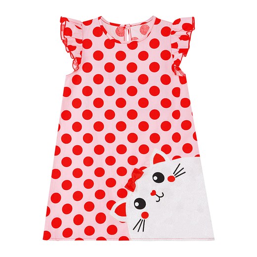 Denokids Sukienka &quot;Shiny Cat&quot; w kolorze jasnoróżowo-czerwonym Denokids 116 okazyjna cena Limango Polska