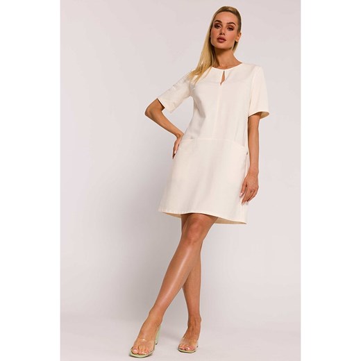 Sukienka z okrągłym dekoltem z krótkimi rękawami prosta 