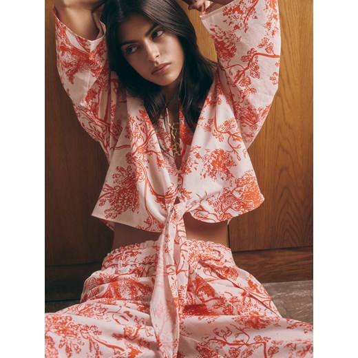 Reserved - Krótka koszula kimono z wiązaniem - wielobarwny ze sklepu Reserved w kategorii Bluzki damskie - zdjęcie 171692534