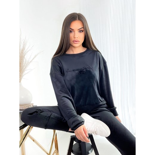 komplet dresowy miky z weluru soft z logiem by mielczarkowski bluza + spodnie - czarny ze sklepu STYLOWO w kategorii Dresy damskie - zdjęcie 171692572