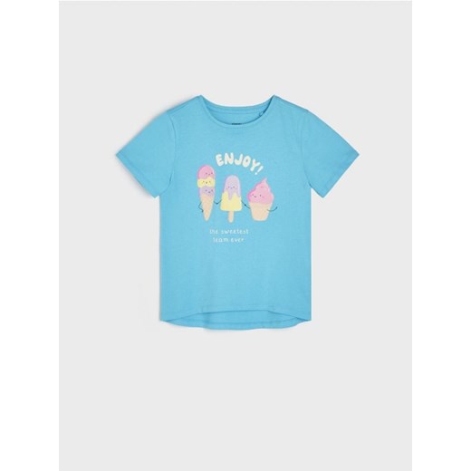 Sinsay - Koszulka z nadrukiem - turkusowy ze sklepu Sinsay w kategorii Bluzki dziewczęce - zdjęcie 171693491