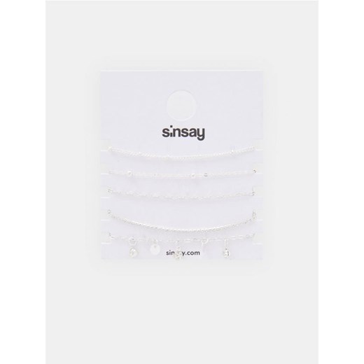 Sinsay - Bransoletki 5 pack - srebrny Sinsay Jeden rozmiar promocja Sinsay