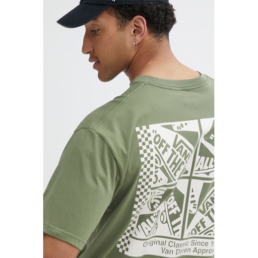 Vans t-shirt bawełniany męski kolor zielony z nadrukiem ze sklepu ANSWEAR.com w kategorii T-shirty męskie - zdjęcie 171694982