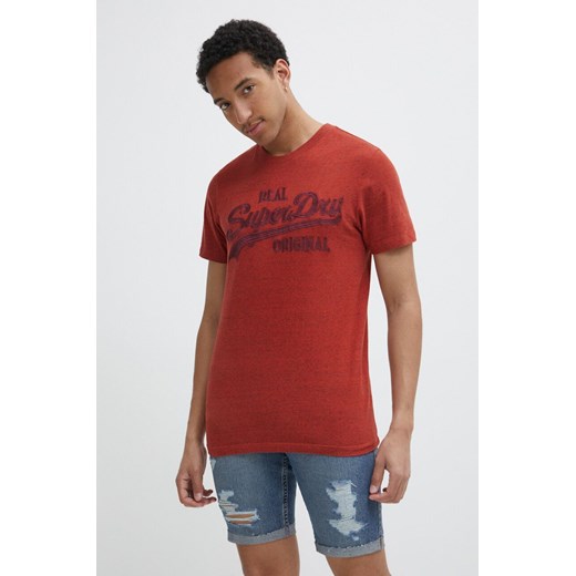 Superdry t-shirt bawełniany męski kolor czerwony melanżowy ze sklepu ANSWEAR.com w kategorii T-shirty męskie - zdjęcie 171694992