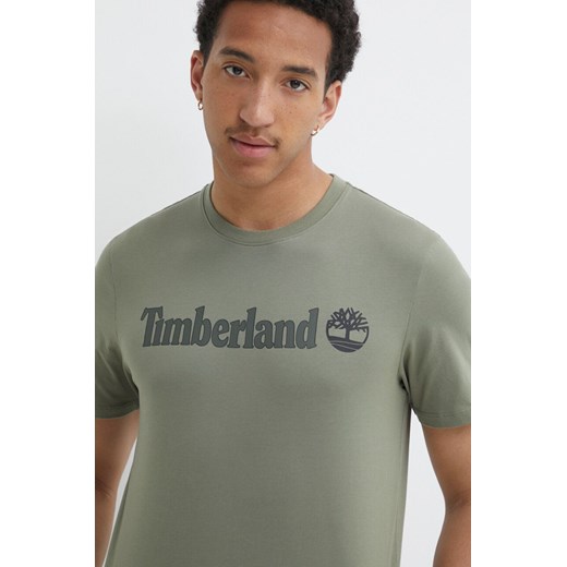 Timberland t-shirt bawełniany męski kolor zielony z nadrukiem TB0A5UPQ5901 ze sklepu ANSWEAR.com w kategorii T-shirty męskie - zdjęcie 171695081