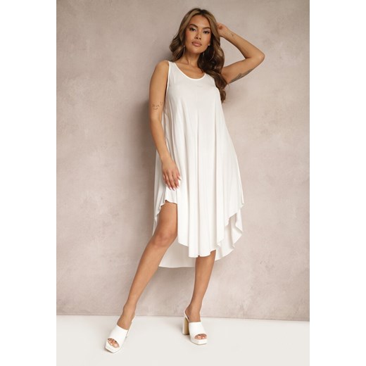 Biała Bawełniana Sukienka z Okrągłym Dekoltem o Rozkloszowanym Kroju Tesavette ze sklepu Renee odzież w kategorii Sukienki - zdjęcie 171695580