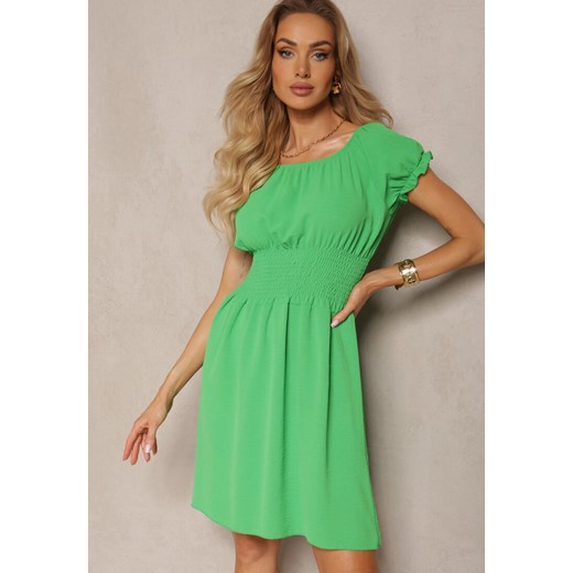 Zielona Hiszpanka Sukienka o Rozkloszowanym Kroju z Gumką w Talii Lavela ze sklepu Renee odzież w kategorii Sukienki - zdjęcie 171695734
