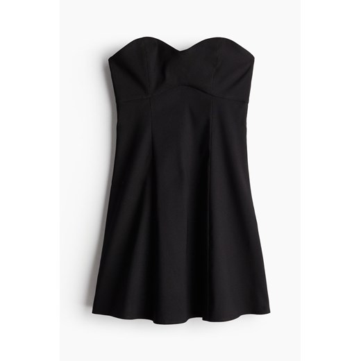 H & M - Sukienka bandeau z rozszerzanym dołem - Czarny H & M XS H&M