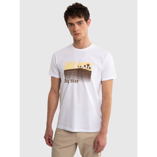 Koszulka męska bawełniana z dużym nadrukiem biała Alexander 101 ze sklepu Big Star w kategorii T-shirty męskie - zdjęcie 171696454