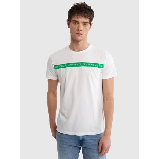 Koszulka męska bawełniana z nadrukiem biała Braylen 100 ze sklepu Big Star w kategorii T-shirty męskie - zdjęcie 171696472