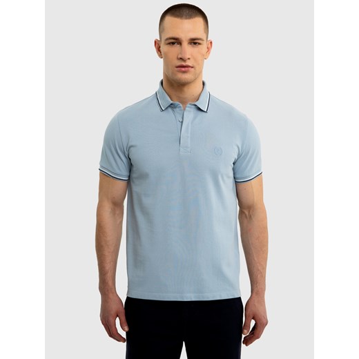 Koszulka męska polo błękitna Cardi 400 ze sklepu Big Star w kategorii T-shirty męskie - zdjęcie 171696490
