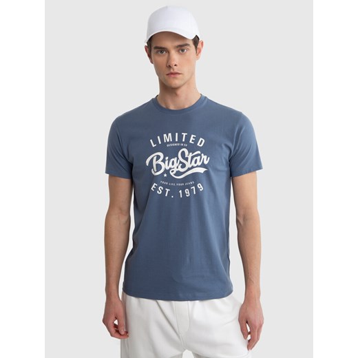 Koszulka męska bawełniana z nadrukiem niebieska Ratow 401 ze sklepu Big Star w kategorii T-shirty męskie - zdjęcie 171696574