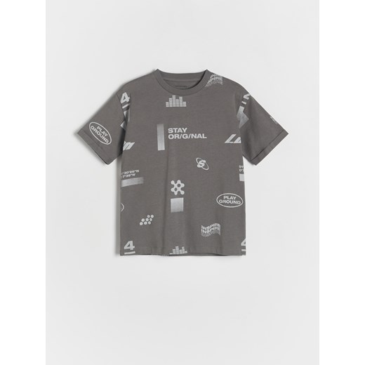 Reserved - T-shirt oversize - ciemnoszary ze sklepu Reserved w kategorii T-shirty chłopięce - zdjęcie 171697064