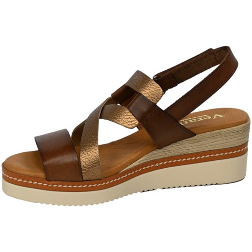 Sandały damskie Verano skórzane na koturnie casualowe 