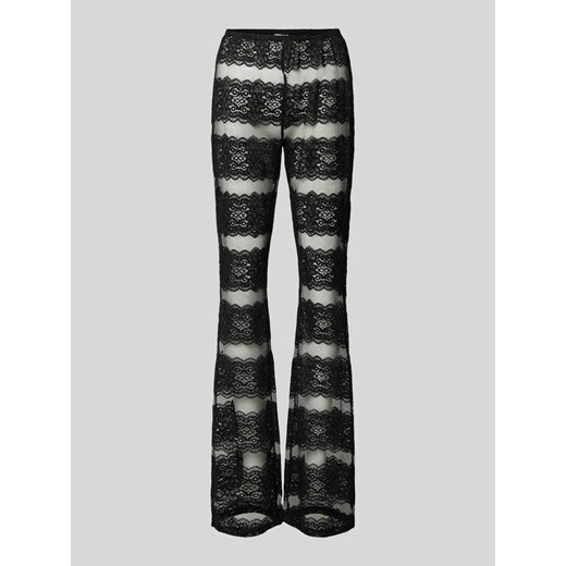 Spodnie o rozkloszowanym kroju z półprzezroczystego materiału model ‘MARCIE’ ze sklepu Peek&Cloppenburg  w kategorii Spodnie damskie - zdjęcie 171702654