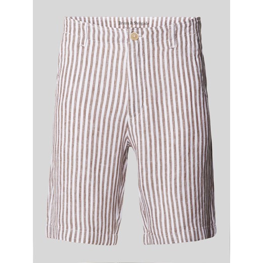 Szorty lniane o kroju regular fit z kieszeniami z tyłu model ‘ABEL’ ze sklepu Peek&Cloppenburg  w kategorii Spodenki męskie - zdjęcie 171702680