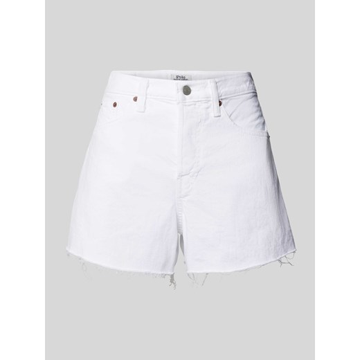 Szorty jeansowe w jednolitym kolorze z frędzlami ze sklepu Peek&Cloppenburg  w kategorii Szorty - zdjęcie 171702944