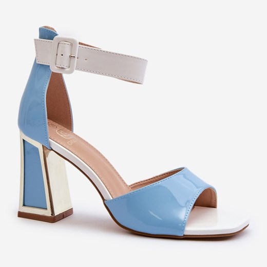 Sandały damskie niebieskie z klamrą eleganckie 