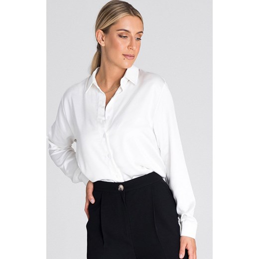 Biała koszula damska M953, Kolor biały, Rozmiar L/XL, Figl ze sklepu Primodo w kategorii Koszule damskie - zdjęcie 171704860