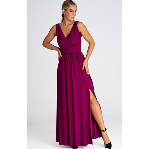Długa sukienka z rozcięciem fuksja M960, Kolor fuksja, Rozmiar L, Figl ze sklepu Primodo w kategorii Sukienki - zdjęcie 171704880