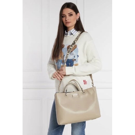 Shopper bag beżowa Emporio Armani skórzana