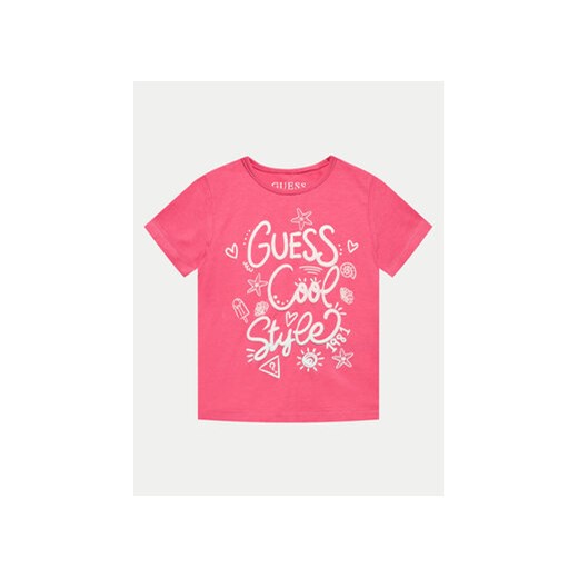 Guess T-Shirt K4GI04 K6YW1 Różowy Regular Fit ze sklepu MODIVO w kategorii Bluzki dziewczęce - zdjęcie 171706961