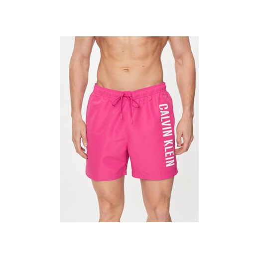 Calvin Klein Swimwear Szorty kąpielowe KM0KM01004 Różowy Regular Fit ze sklepu MODIVO w kategorii Kąpielówki - zdjęcie 171707032