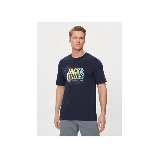 Jack&Jones T-Shirt Map 12257908 Granatowy Regular Fit ze sklepu MODIVO w kategorii T-shirty męskie - zdjęcie 171707224