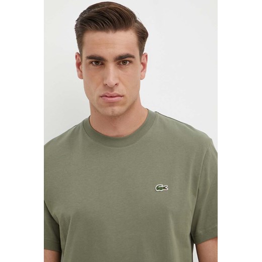 Lacoste t-shirt bawełniany męski kolor zielony gładki Lacoste M ANSWEAR.com