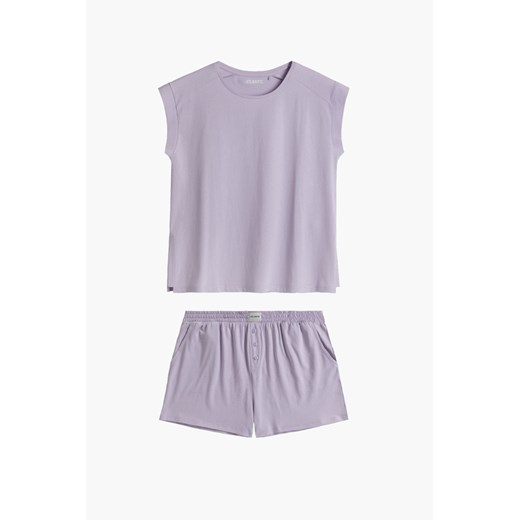 Piżama damska z krótkim rękawem - bawełniana - fioletowa - Atlantic ze sklepu 5.10.15 w kategorii Piżamy damskie - zdjęcie 171710103