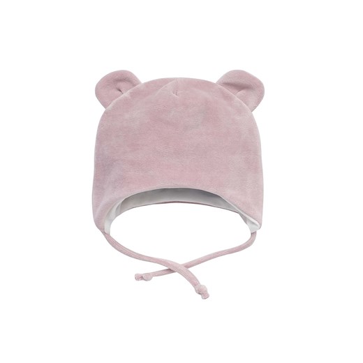 Różowa welurowa wiązana czapka z kolekcji HELLO ze sklepu 5.10.15 w kategorii Czapki dziecięce - zdjęcie 171710193