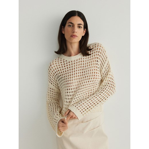 Reserved - Ażurowy sweter - złamana biel ze sklepu Reserved w kategorii Swetry damskie - zdjęcie 171710452