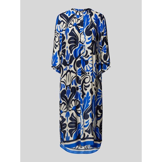 Sukienka midi w abstrakcyjnym wzorze z długim rękawem wielokolorowa 