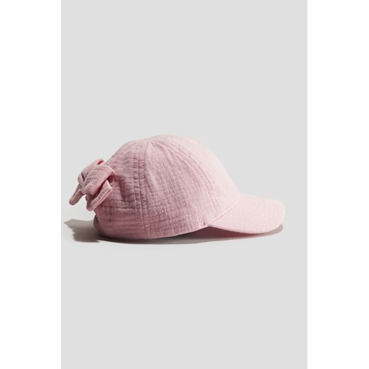 H & M - Muślinowa czapka z daszkiem i kokardą - Różowy ze sklepu H&M w kategorii Czapki dziecięce - zdjęcie 171713031