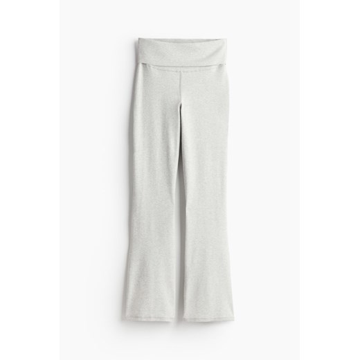 H & M - Bawełniane legginsy z odwijaną talią - Szary ze sklepu H&M w kategorii Spodnie damskie - zdjęcie 171713034