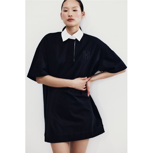 H & M - Dżersejowa sukienka z kołnierzykiem - Czarny ze sklepu H&M w kategorii Sukienki - zdjęcie 171713063