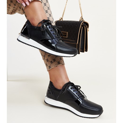 Czarne skórzane sneakersy z metalowa wstawką Rida ze sklepu gemre w kategorii Buty sportowe damskie - zdjęcie 171715321